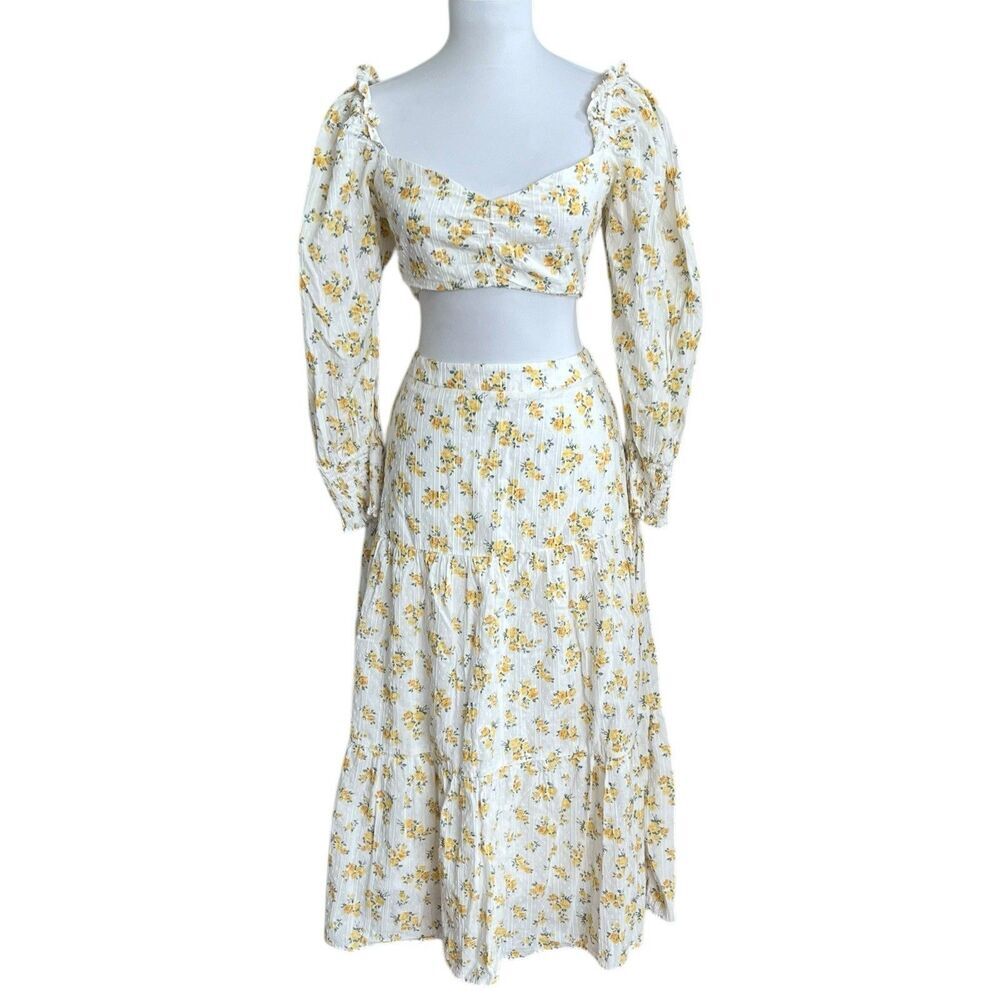Storia Ditsy Floral Skirt Top Set M Smocked Cowgirl Festival Cotatgecor - Picture 2 of 12